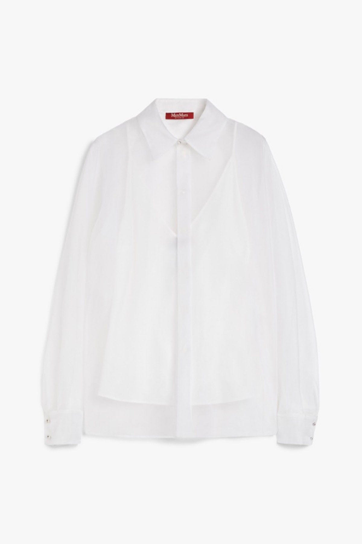 MAXMARA'S BRANDS TUTA / BLUSA BIANCO SETA / 34 Camicia in organza di pura seta Max Mara Studio Ovale