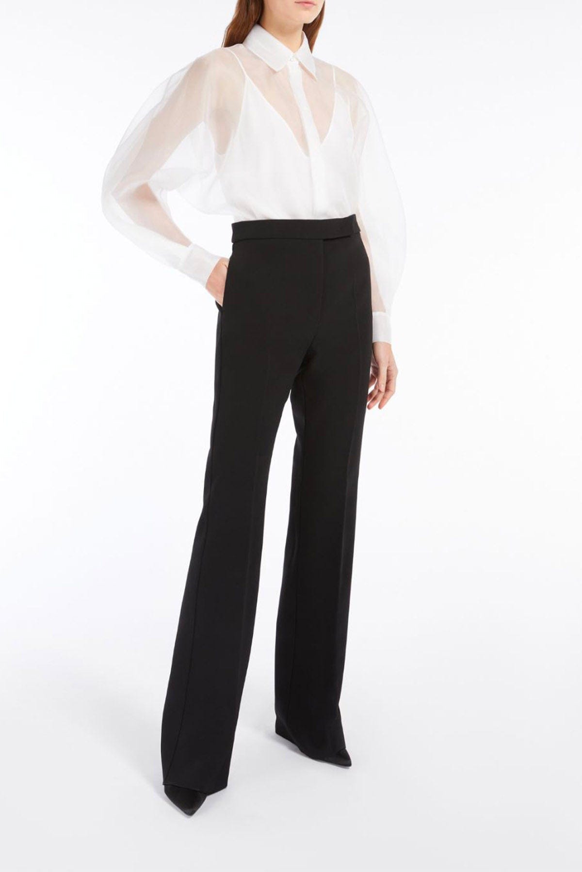MAXMARA'S BRANDS TUTA / BLUSA BIANCO SETA / 34 Camicia in organza di pura seta Max Mara Studio Ovale