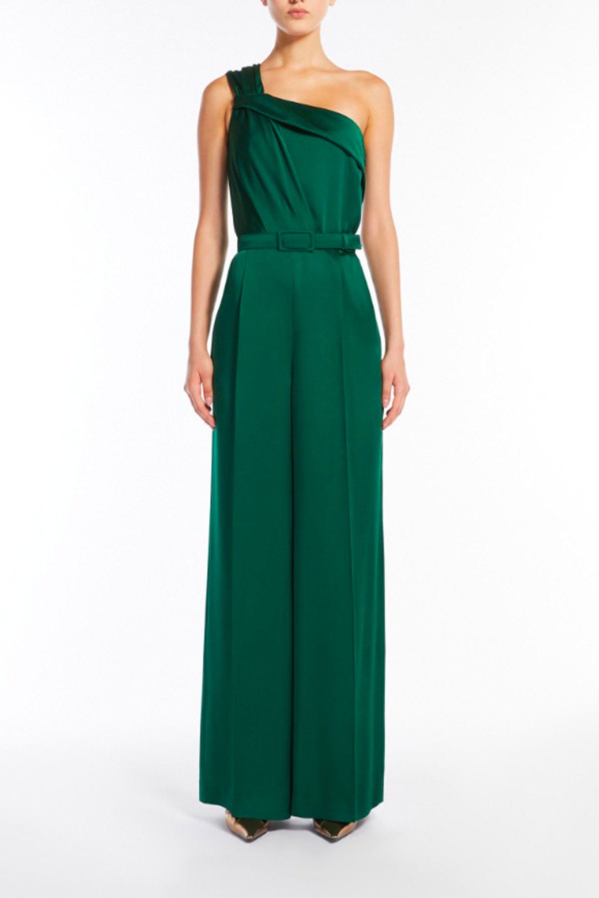 MAXMARA&#39;S BRANDS TUTA SALOPETTE  Tuta elegante asimmetrica verde smeraldo Max Mara Studio Gioire
