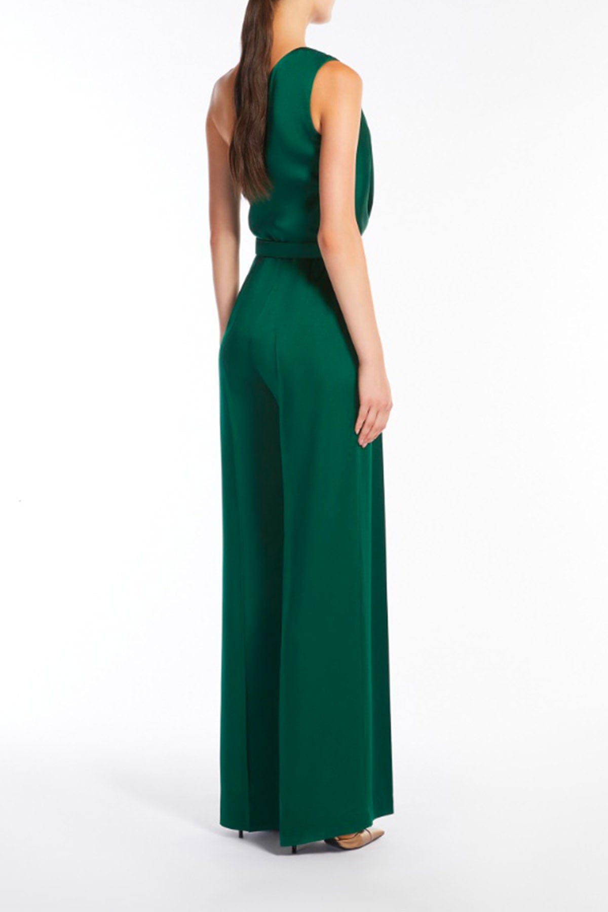 MAXMARA&#39;S BRANDS TUTA SALOPETTE  Tuta elegante asimmetrica verde smeraldo Max Mara Studio Gioire