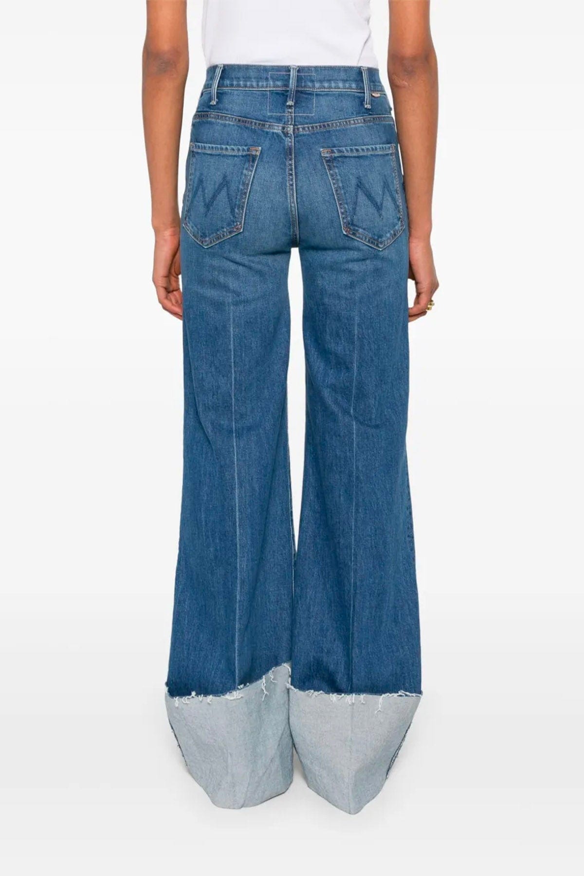 MOTHER PANTALONE IN DENIM  Denim Mother hustler roller heel cuff fray