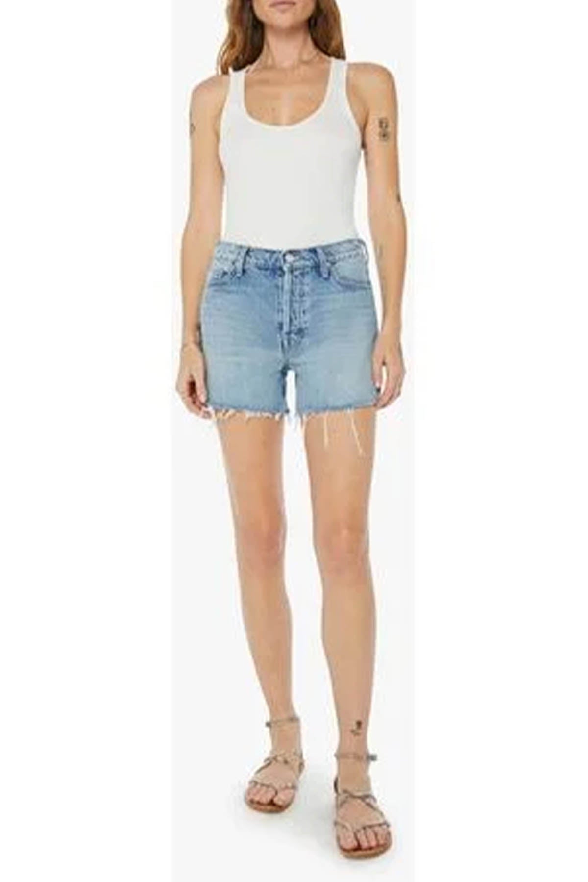 MOTHER PANTALONE IN DENIM  MATERIAL GIRL / 23 Down Low Undercover Short Fray
