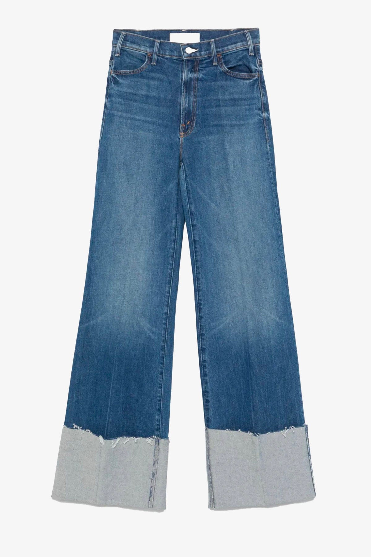 MOTHER PANTALONE IN DENIM  MEDIO / 23 Denim Mother hustler roller heel cuff fray