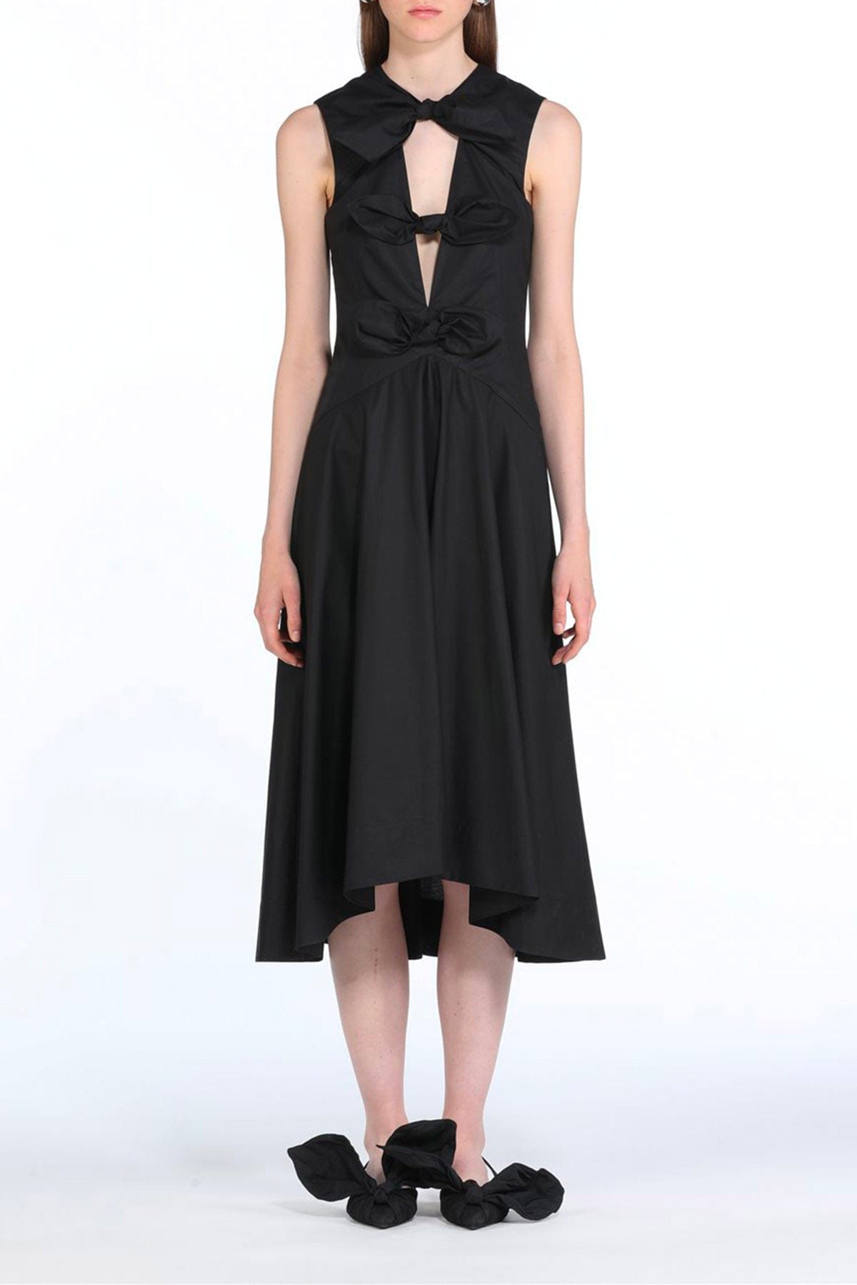 N21 ABITO  NERO / 36 Vestito nero lungo donna con tre fiocchi N21 H071