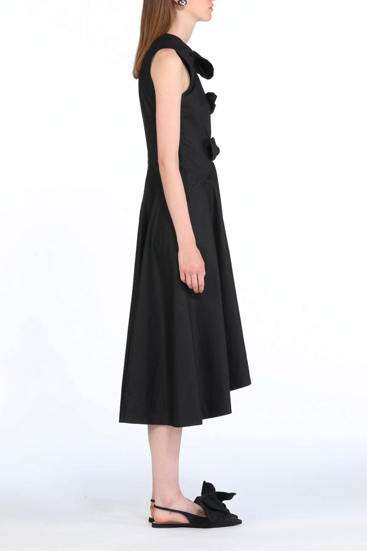 N21 ABITO  Vestito nero lungo donna con tre fiocchi N21 H071