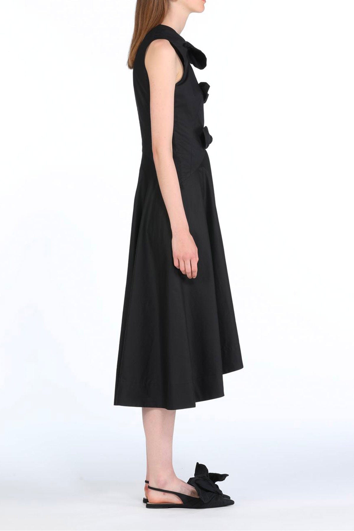N21 ABITO  Vestito nero lungo donna con tre fiocchi N21 H071