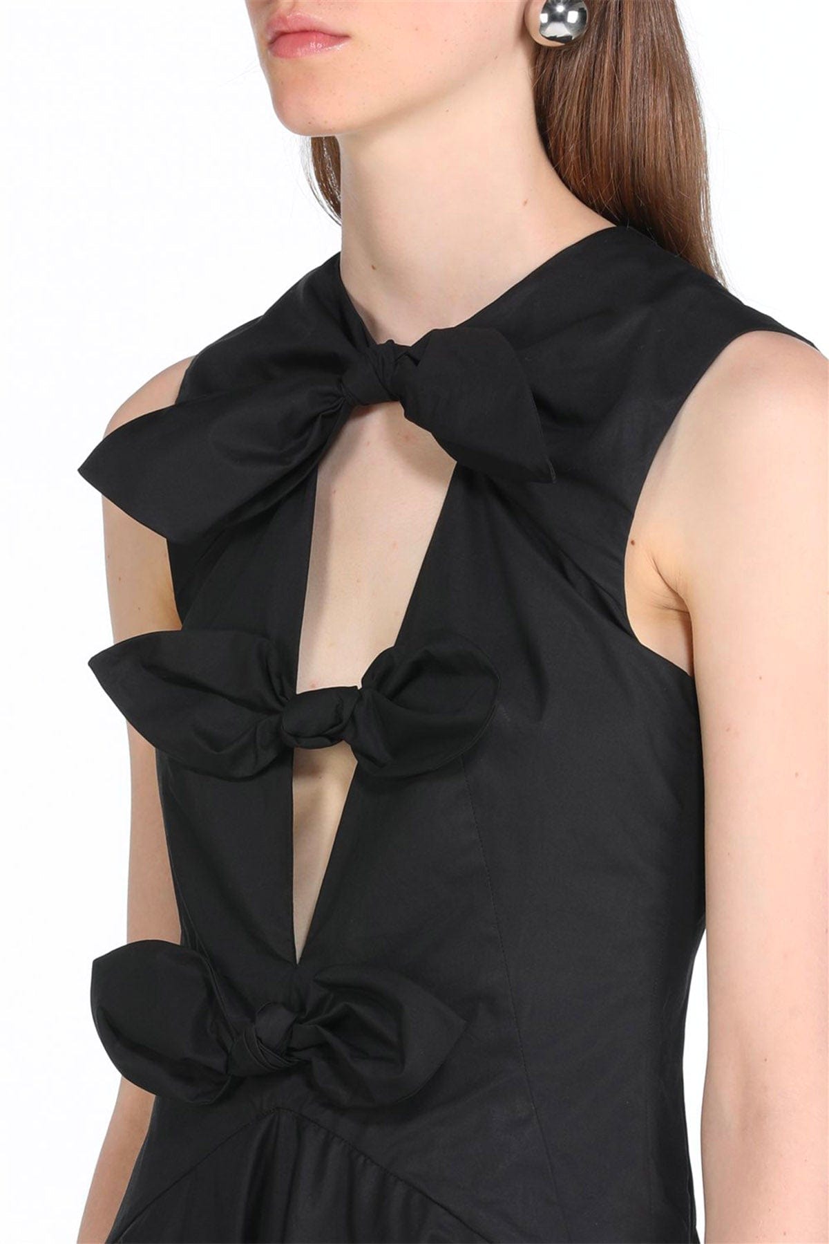 N21 ABITO  NERO / 36 Vestito nero lungo donna con tre fiocchi N21 H071