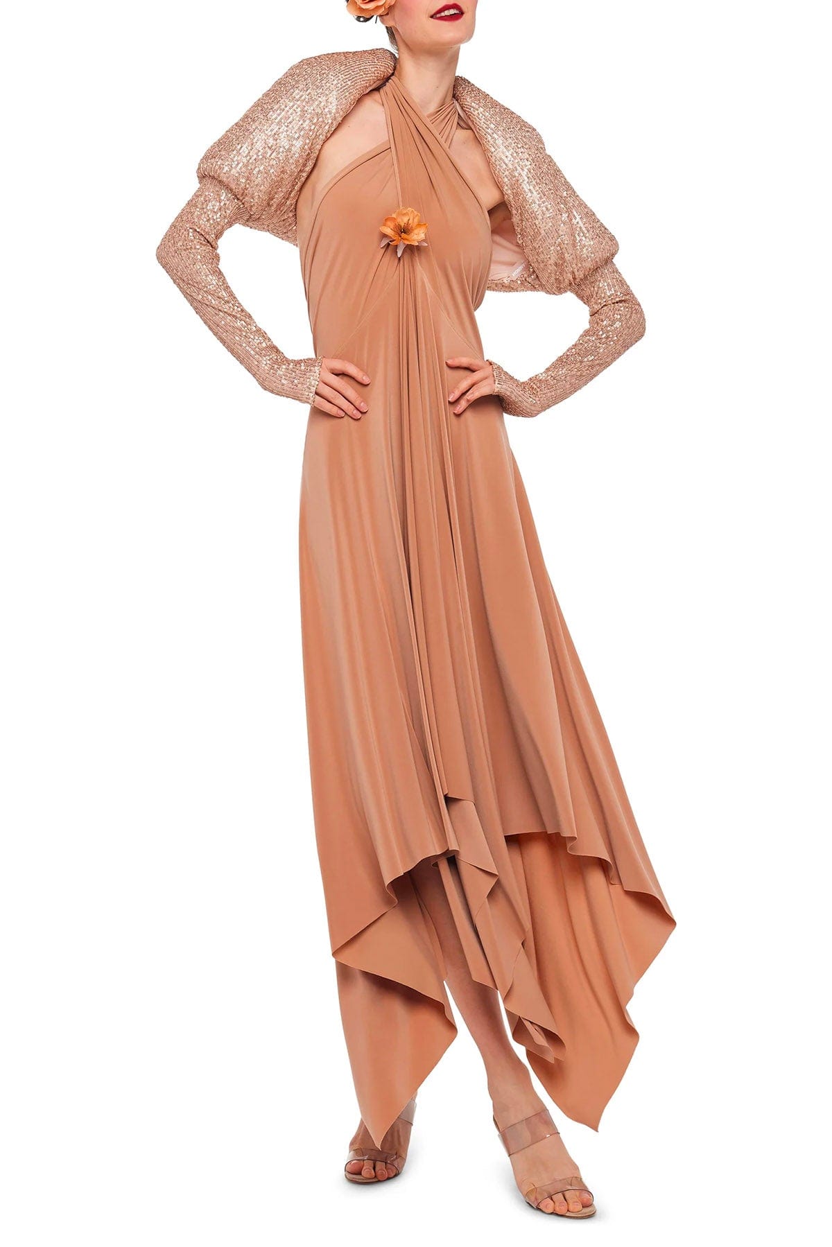 NORMA KAMALI ABITO  CAPPUCCINO / XXS Norma Kamali Convertible Midcalf Dress Cappuccino