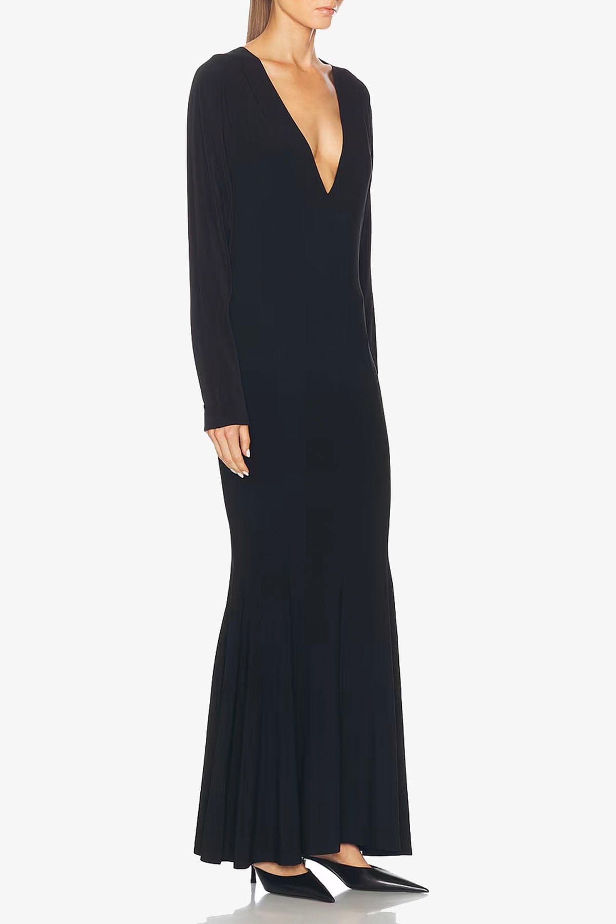 NORMA KAMALI ABITO  Dolman V Neck Fishtail Gown