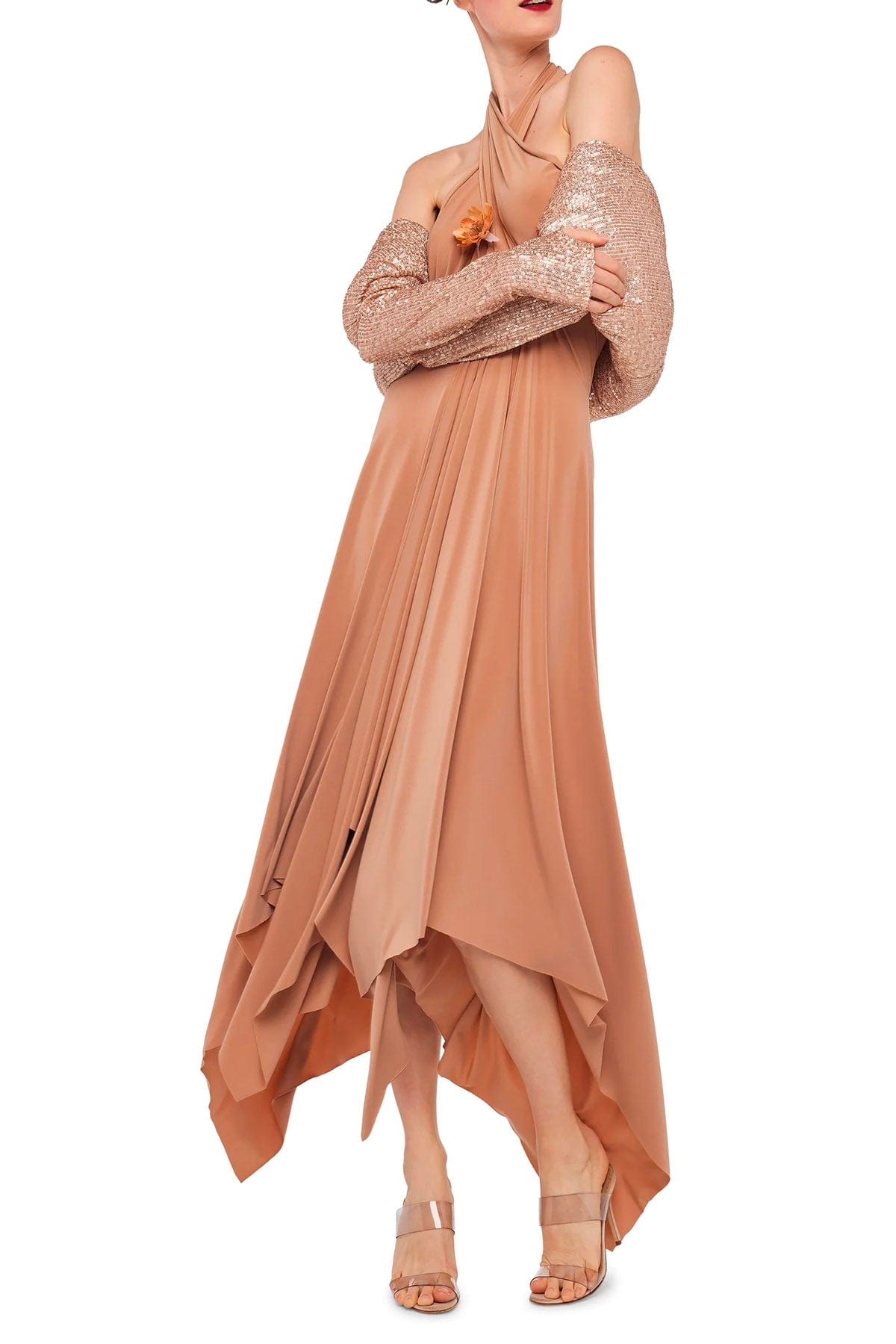 NORMA KAMALI ABITO  Norma Kamali Convertible Midcalf Dress Cappuccino