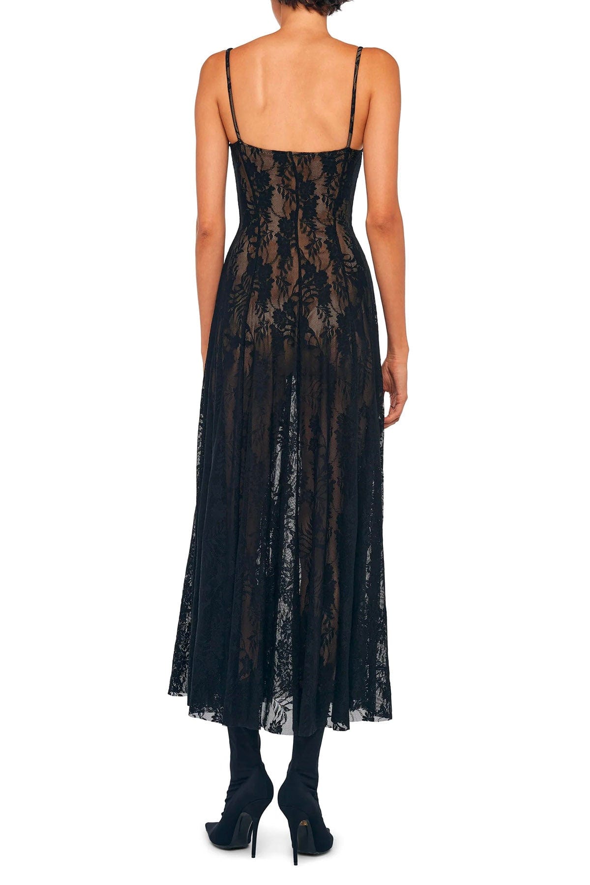 NORMA KAMALI ABITO  Norma Kamali Underwire Midcalf Dress W/ Bodysuit Black And Nude