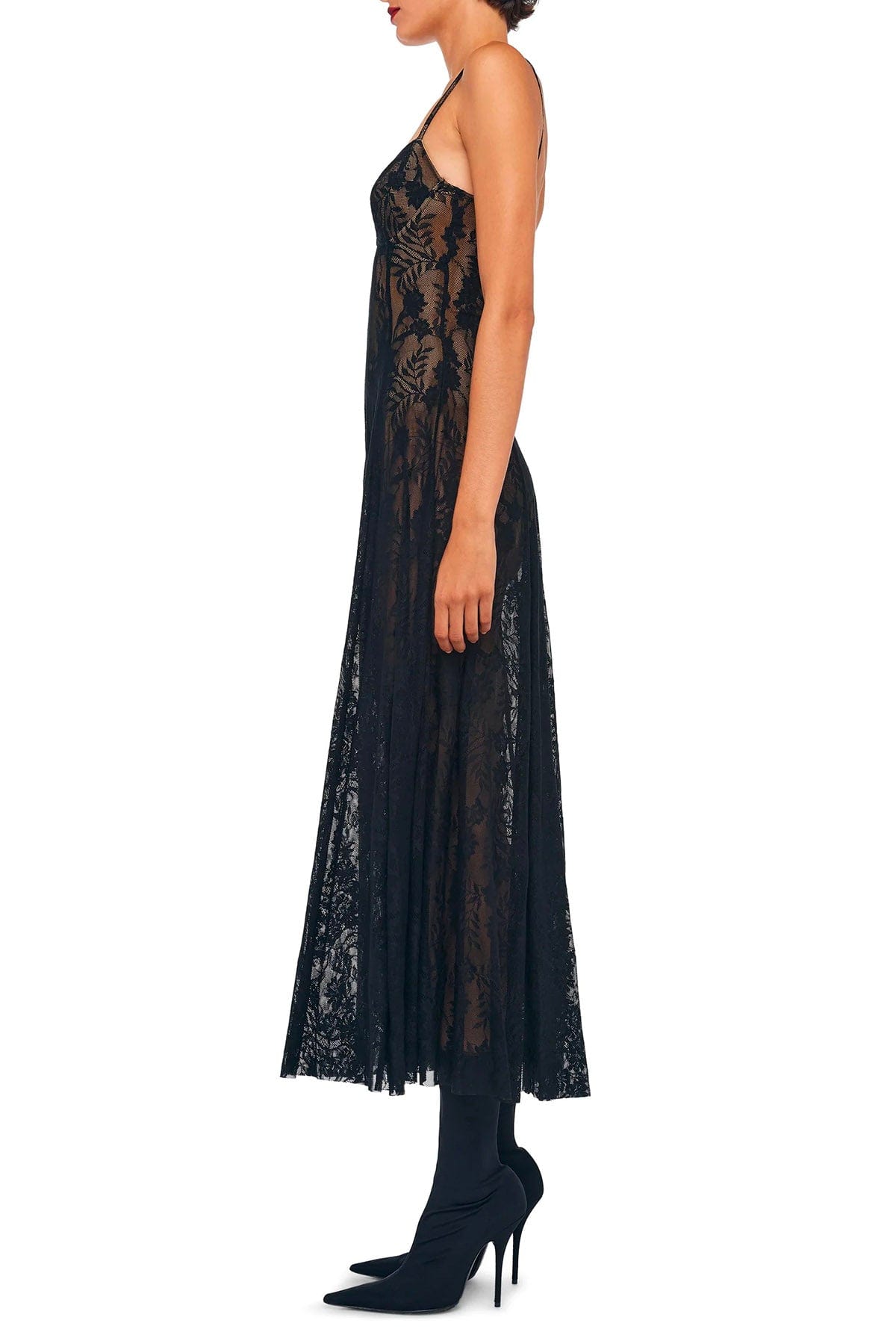 NORMA KAMALI ABITO  Norma Kamali Underwire Midcalf Dress W/ Bodysuit Black And Nude