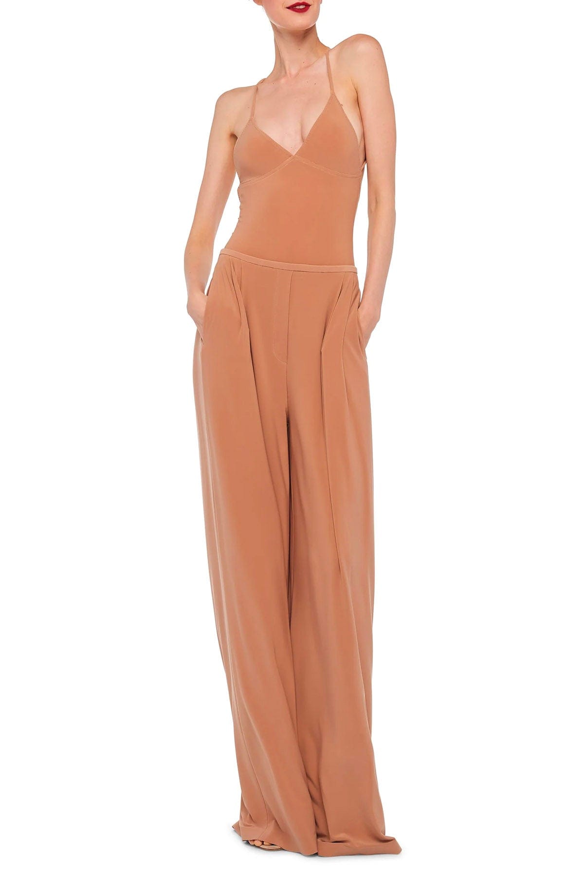 NORMA KAMALI PANTALONE LUNGO  CAPPUCCINO / XXS Norma Kamali Mens Pleat Pant Cappuccino