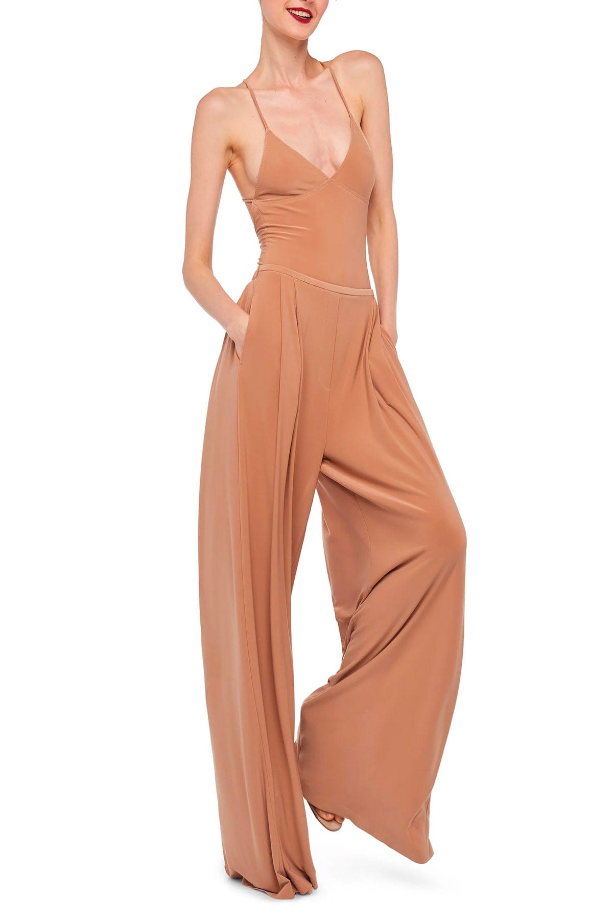 NORMA KAMALI PANTALONE LUNGO  Norma Kamali Mens Pleat Pant Cappuccino