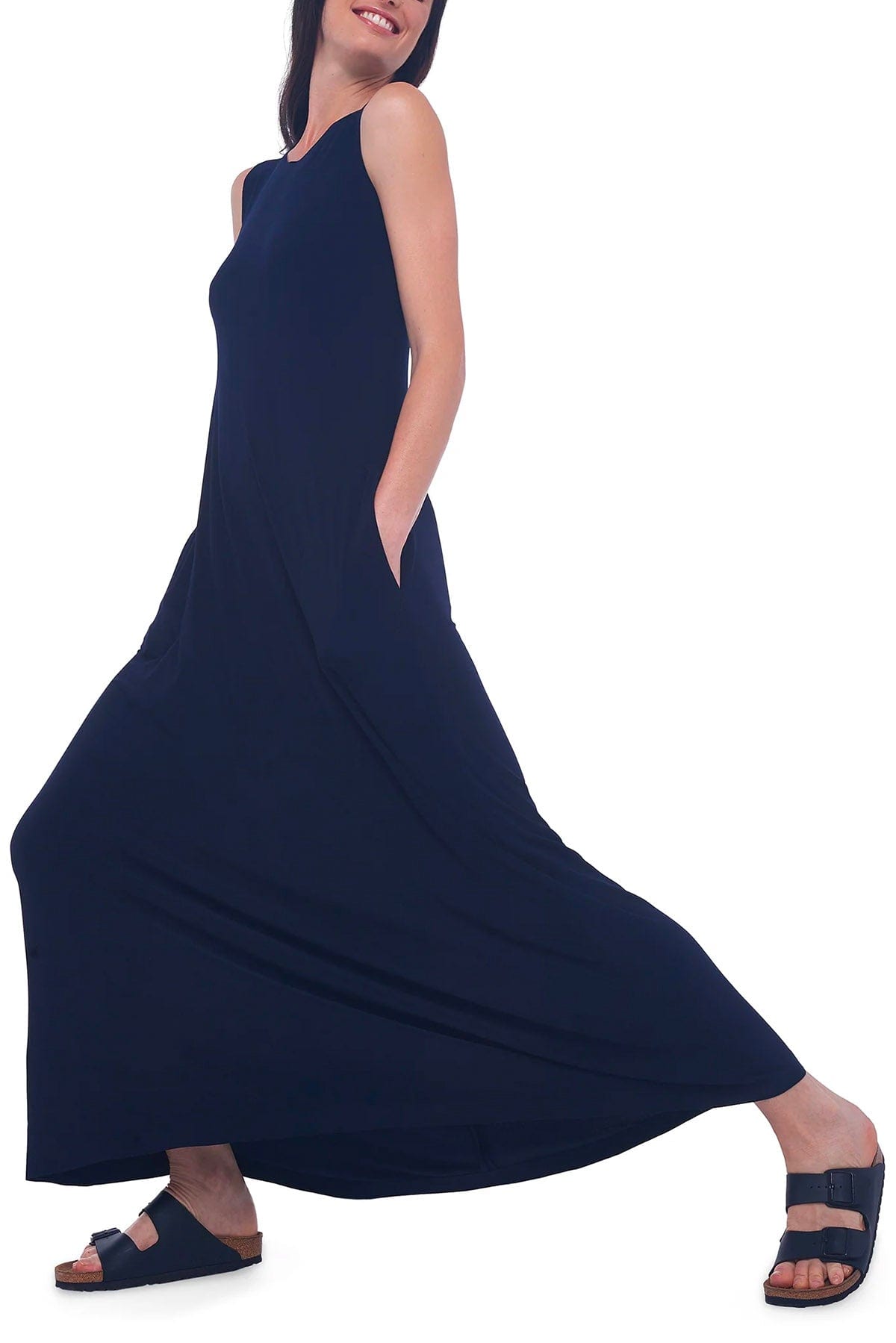 NORMA KAMALI PANTALONE LUNGO  Norma Kamali Sleeveless Long Swing Dress Midnight Blue
