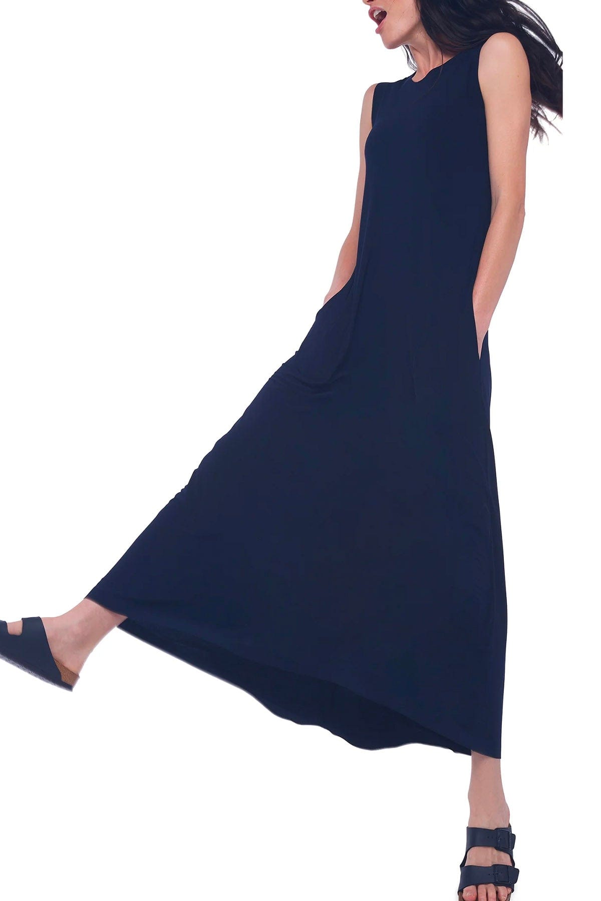 NORMA KAMALI PANTALONE LUNGO  Norma Kamali Sleeveless Long Swing Dress Midnight Blue