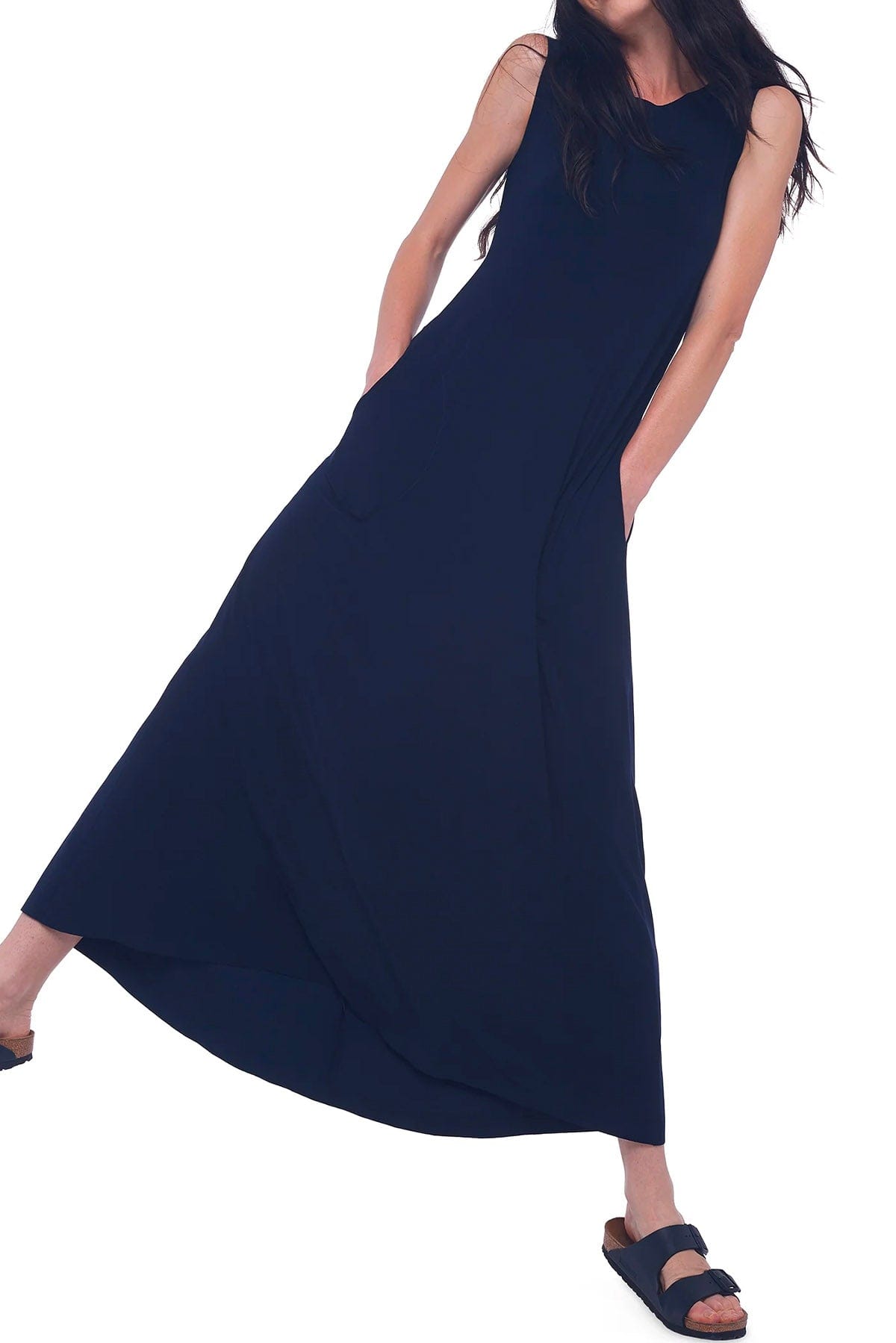 NORMA KAMALI PANTALONE LUNGO  Norma Kamali Sleeveless Long Swing Dress Midnight Blue