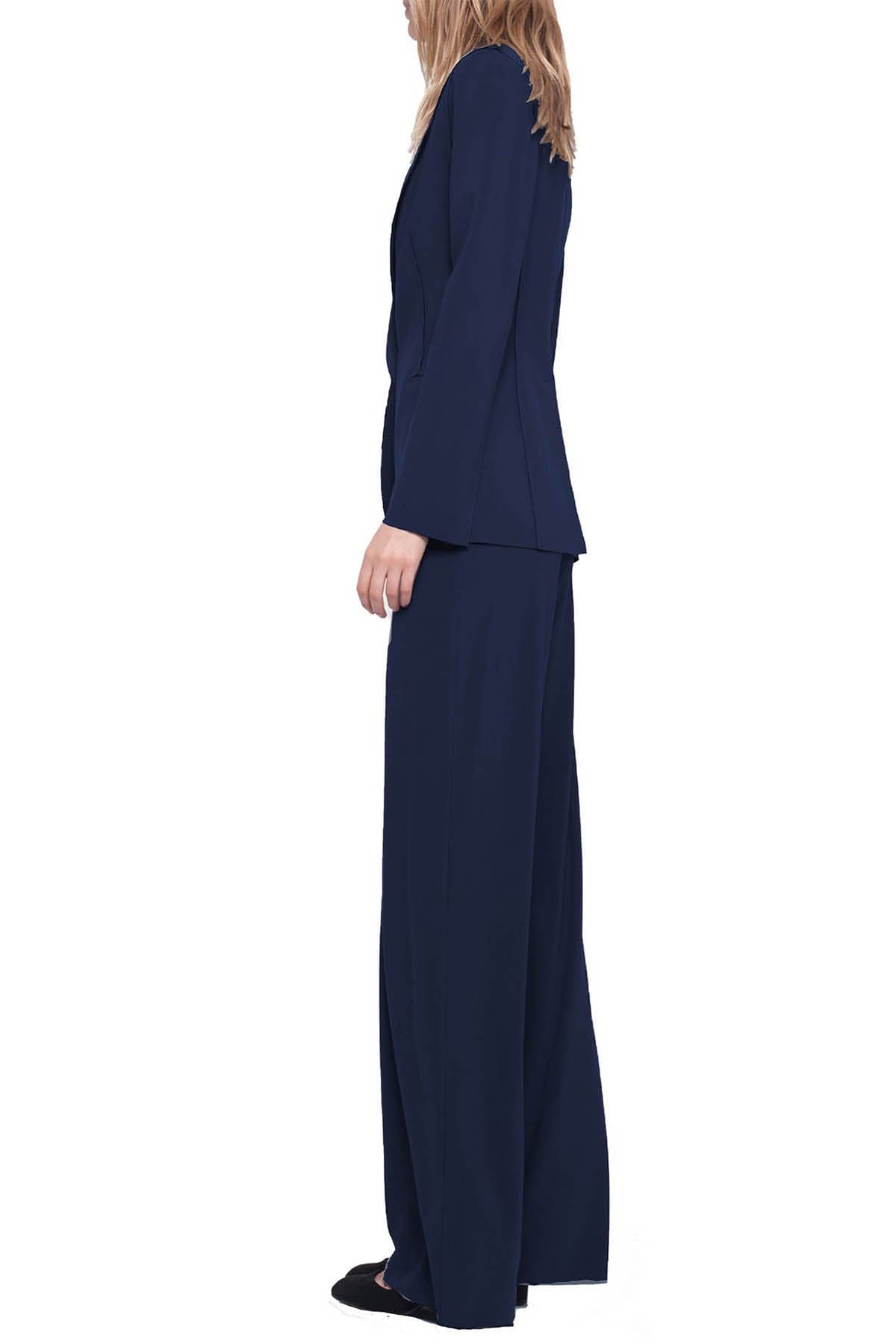 NORMA KAMALI PANTALONE LUNGO  Straight Leg Pant Blu Scuro Donna Norma Kamali