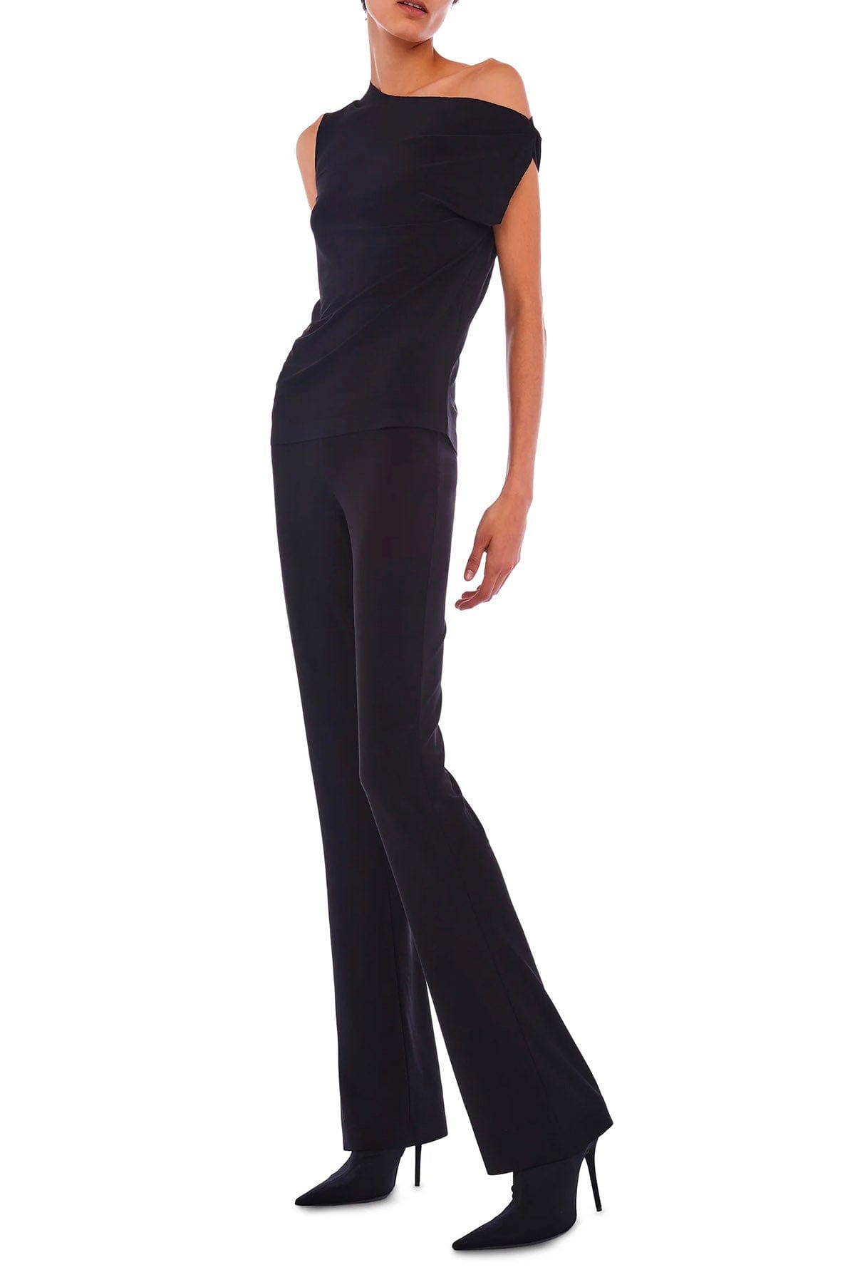 NORMA KAMALI TOP-CANOTTIERA IN TES.  Norma Kamali Drop Shoulder Top Black