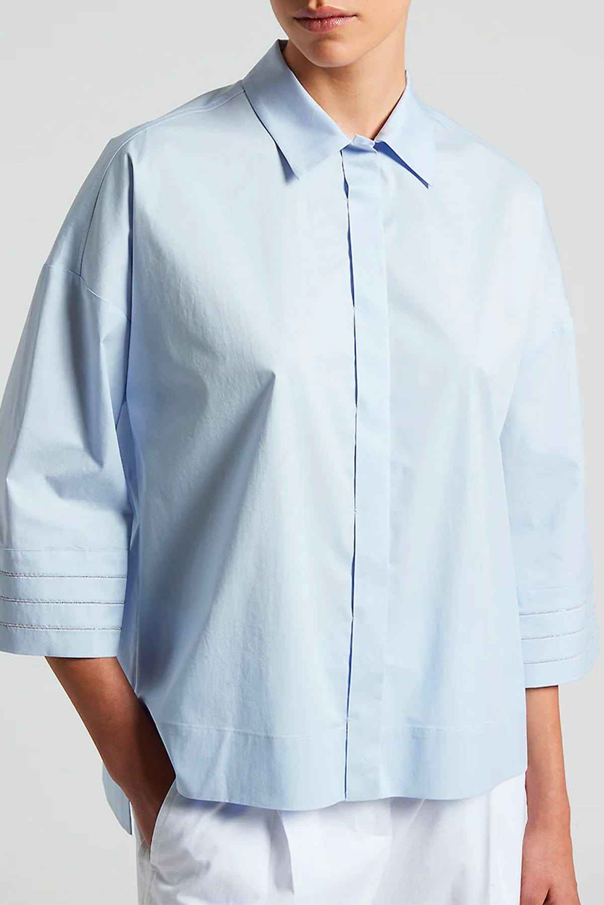 PESERICO CAMICIA  Camicia donna raso leggero di cotone stretch mano vela Peserico