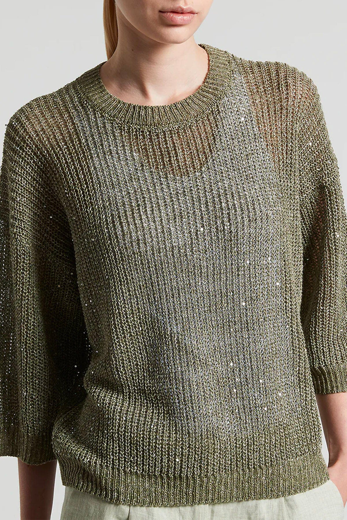 PESERICO MAGLIA-CANOTTIERA-TOP  Maglia in tricot donna filato di lino con paillettes Peserico