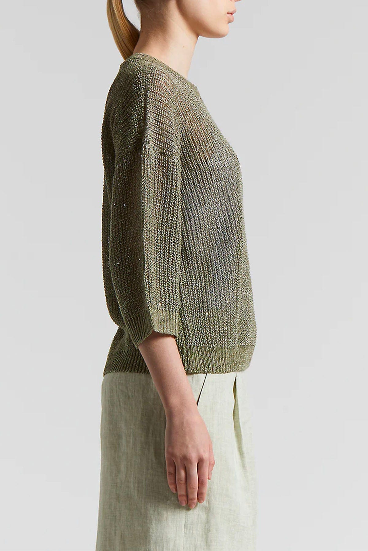 PESERICO MAGLIA-CANOTTIERA-TOP  Maglia in tricot donna filato di lino con paillettes Peserico