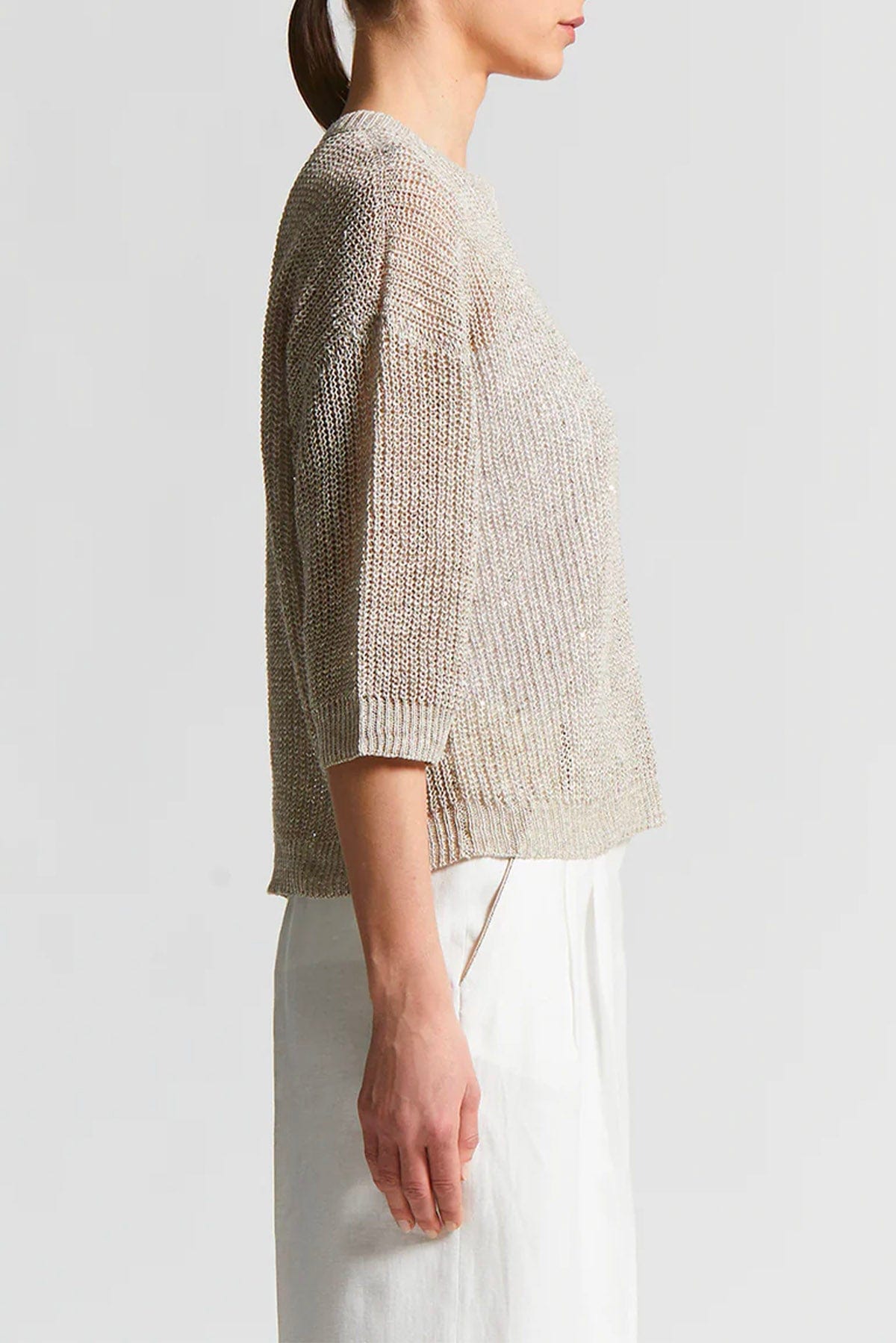 PESERICO MAGLIA-CANOTTIERA-TOP  Maglia in tricot donna filato di lino con paillettes Peserico
