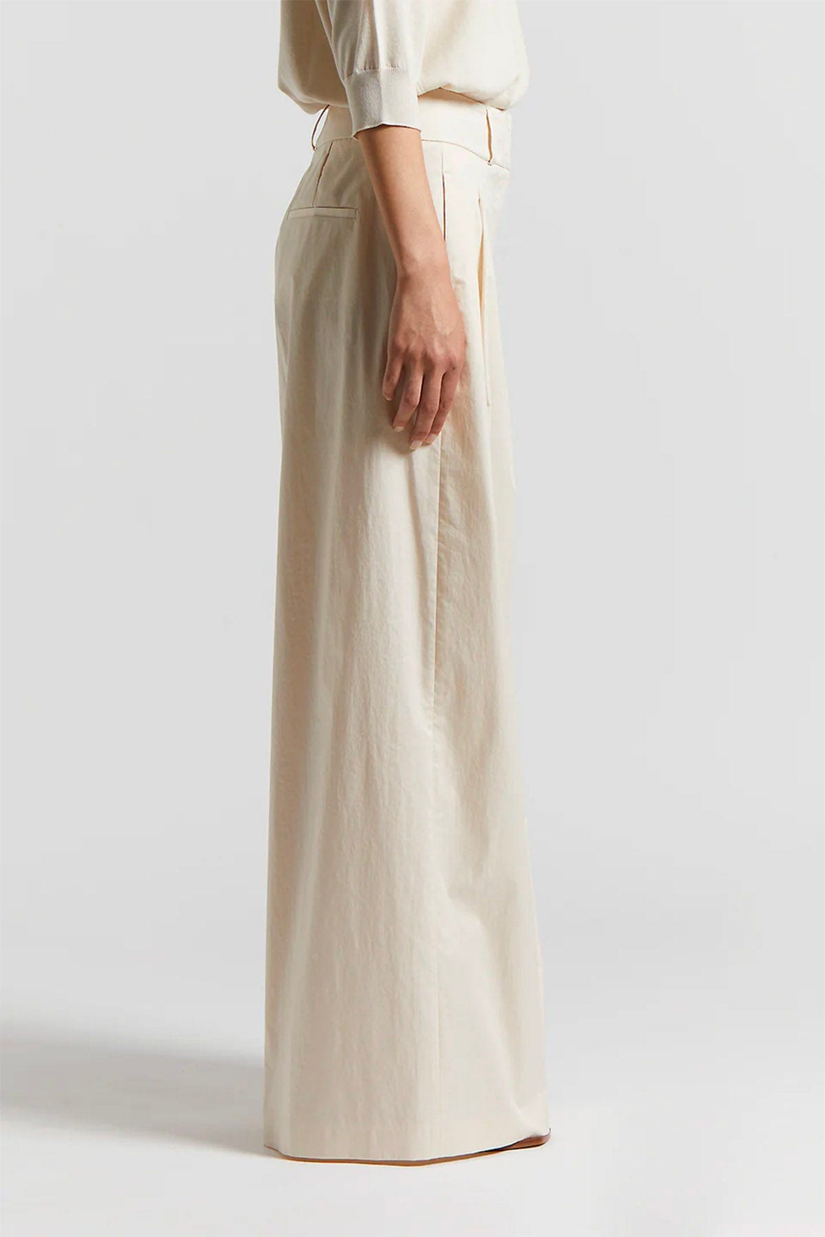PESERICO PANTALONE LUNGO  Pantalone donna raso leggero di cotone stretch mano vela Peserico