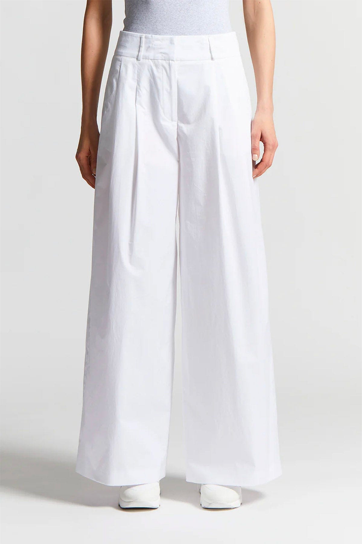 PESERICO PANTALONE LUNGO  Pantalone donna raso leggero di cotone stretch mano vela Peserico