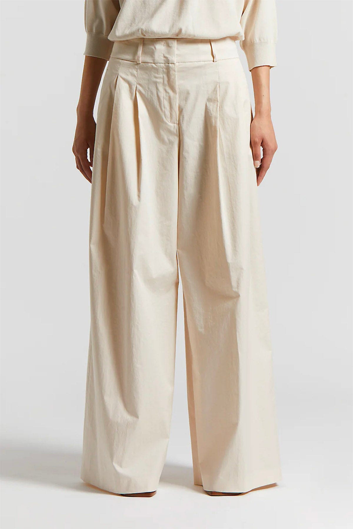 PESERICO PANTALONE LUNGO  Pantalone donna raso leggero di cotone stretch mano vela Peserico