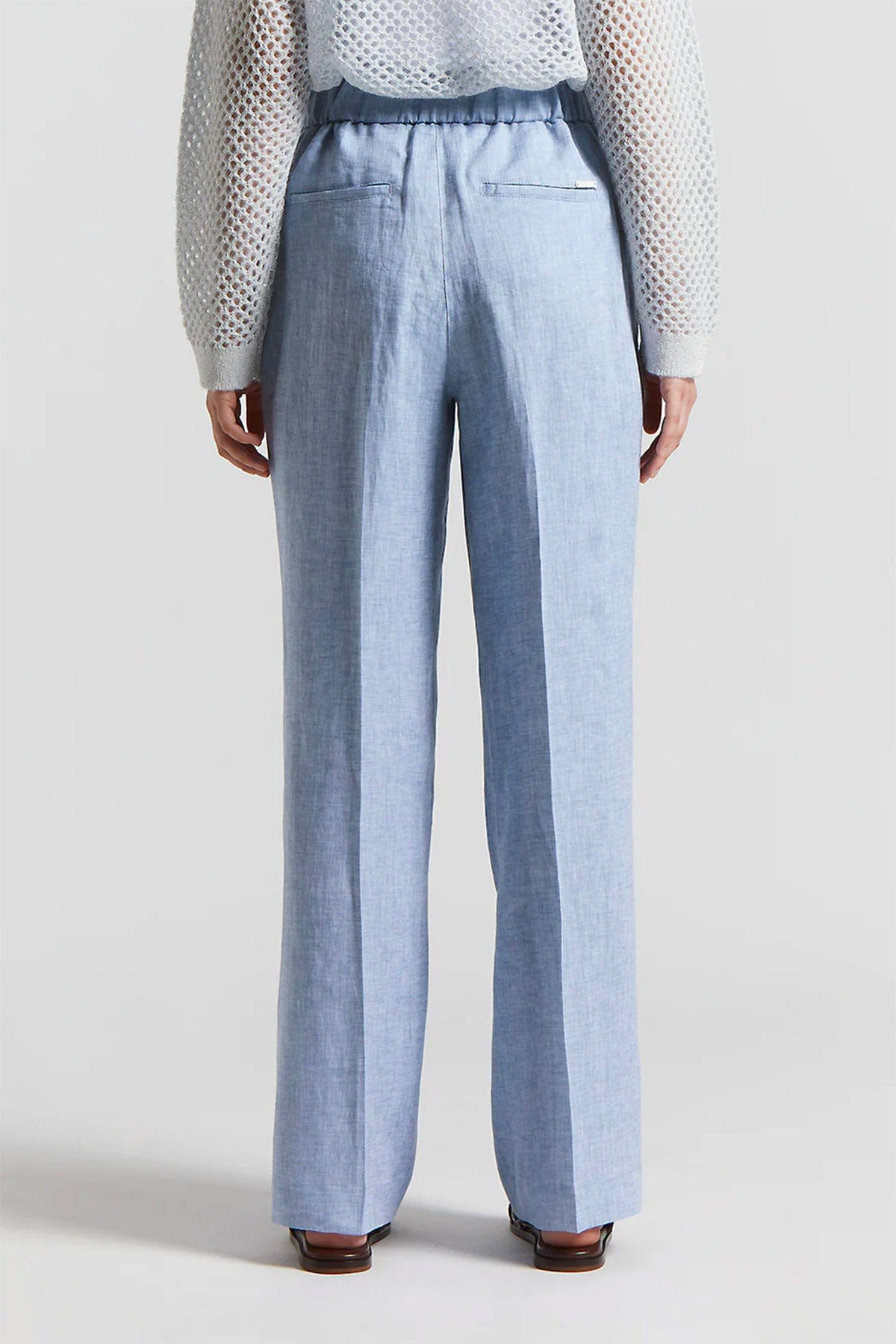 PESERICO PANTALONE LUNGO  Pantalone dritto donna tela leggera e fresca puro lino Azzurro Peserico
