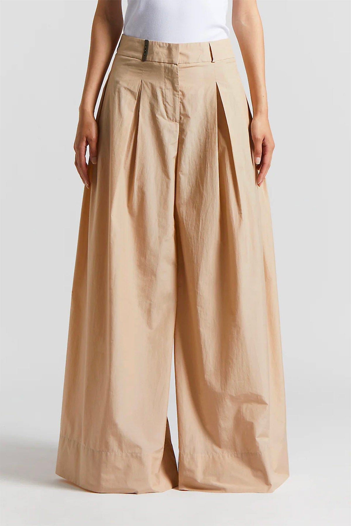 PESERICO PANTALONE LUNGO  Pantalone svasato donna popeline in misto cotone mano vela Peserico