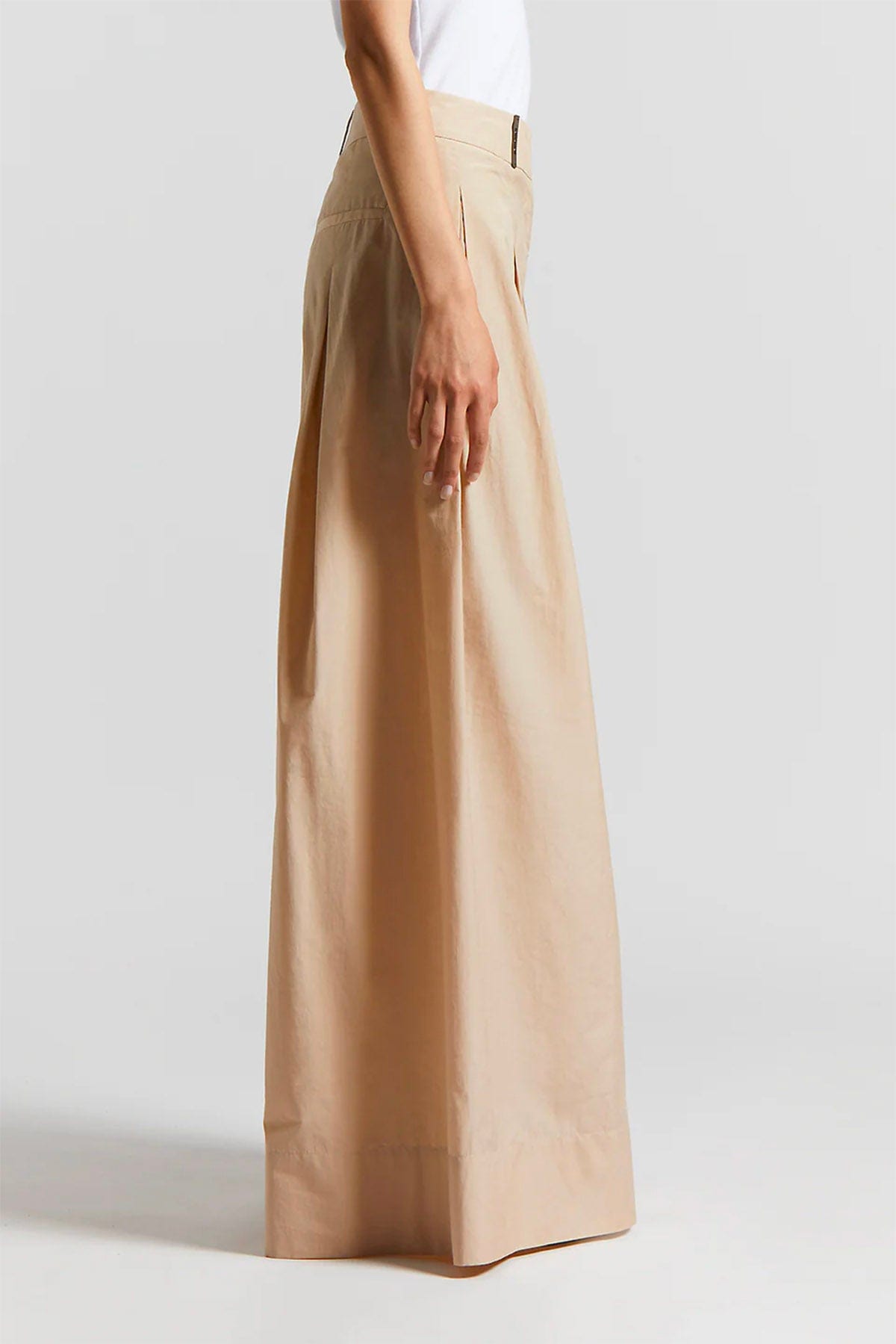 PESERICO PANTALONE LUNGO  Pantalone svasato donna popeline in misto cotone mano vela Peserico