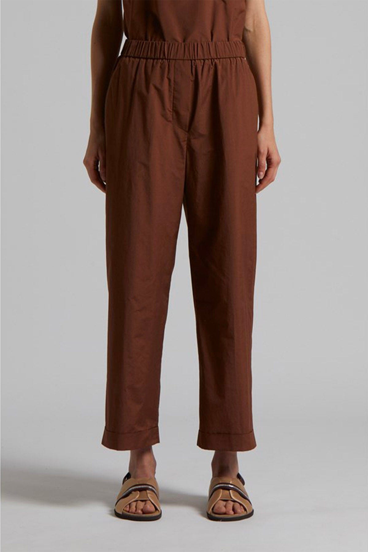 PESERICO PANTALONE LUNGO  TABACCO / 36 Pantalone donna popeline in misto cotone mano vela tabacco Peserico