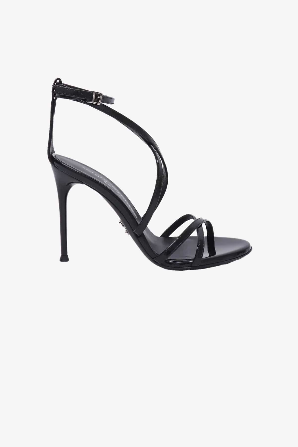 SERGIO LEVANTESI CALZATURE  NERO VERNICE / 35 Sandalo nero in vernice Sergio Levantesi Rebel