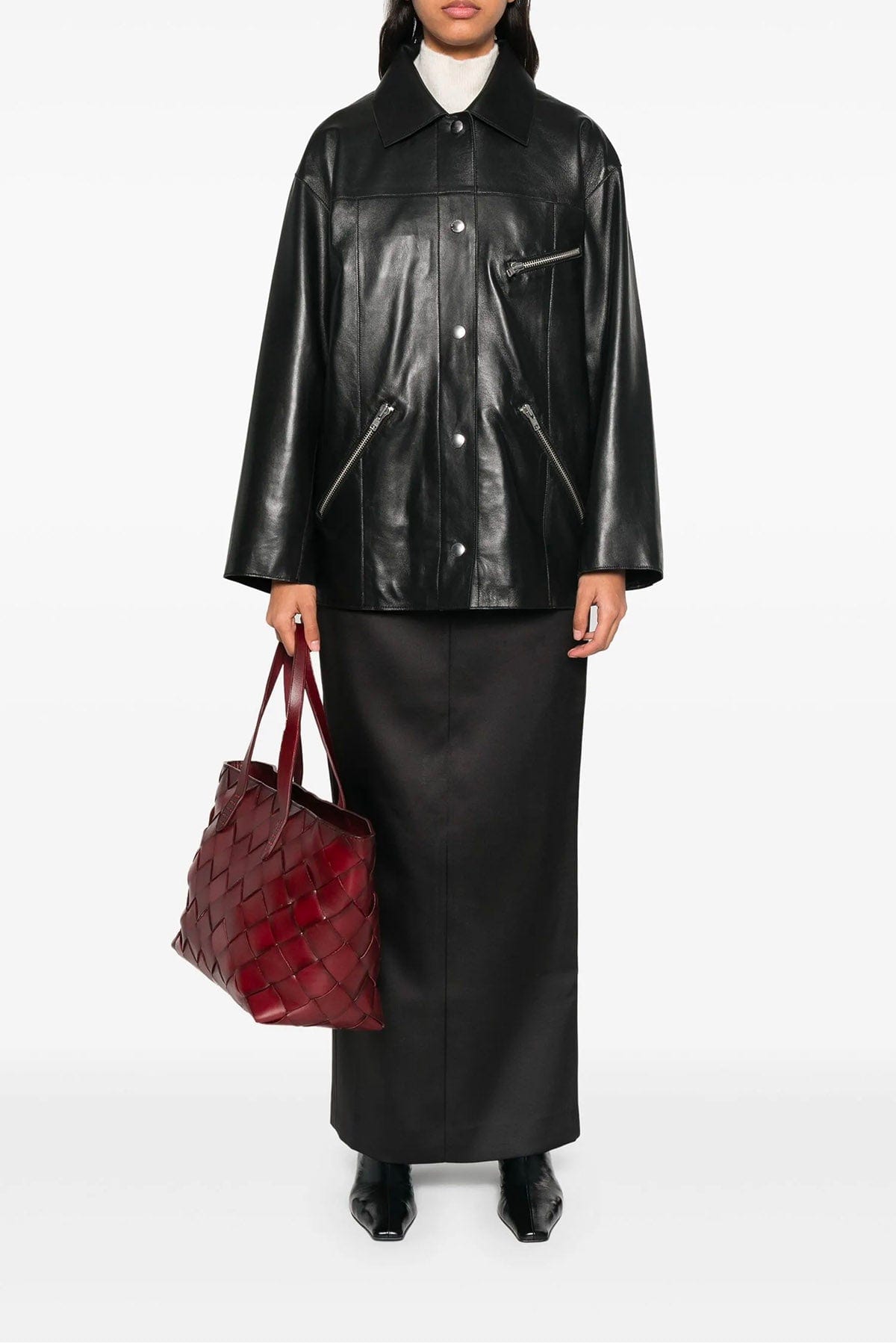 STAND STUDIO GIACCONE  NERO / 32 Giacca in pelle nera donna Stand Studio Elisia