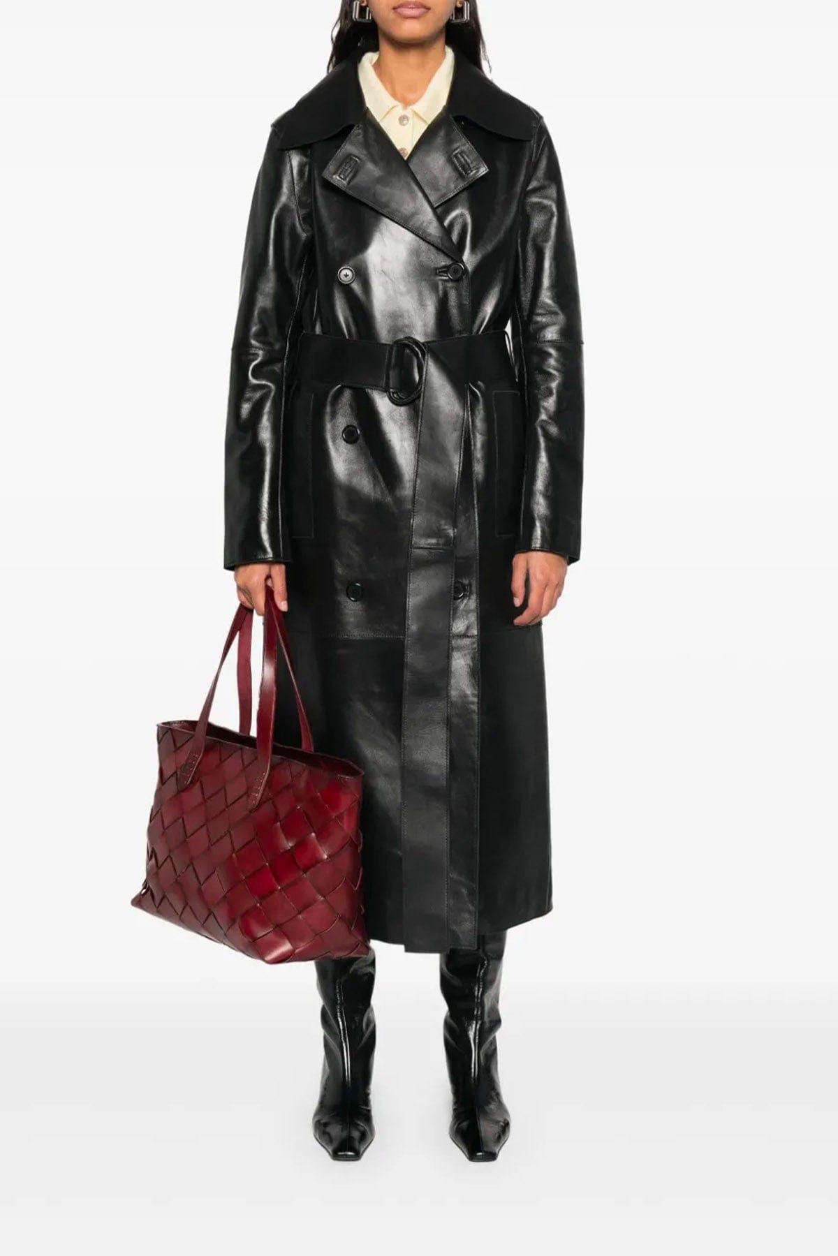 STAND STUDIO MANTELLO-MANTELLA  NERO / 32 Soprabito in pelle nera donna Stand Studio Paris