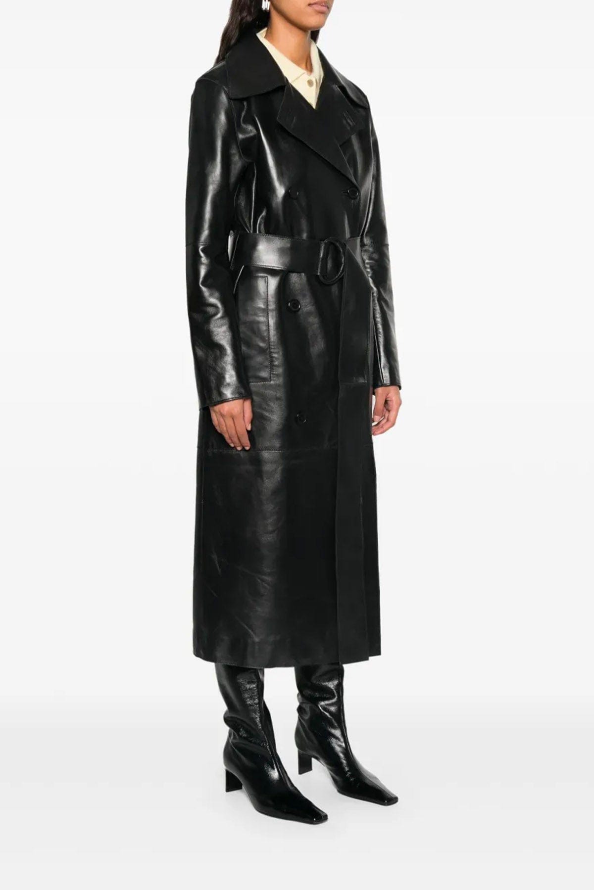 STAND STUDIO MANTELLO-MANTELLA  Soprabito in pelle nera donna Stand Studio Paris