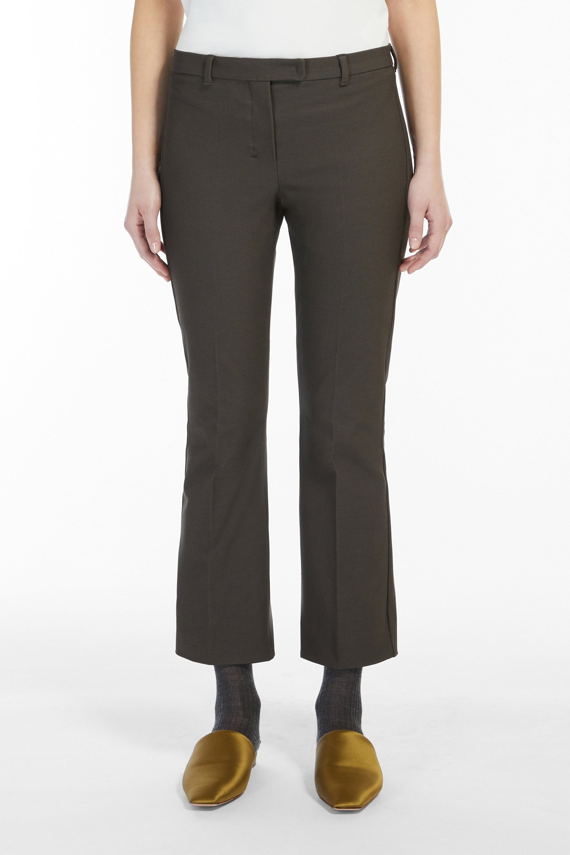 MAXMARA PANTALONE LUNGO  VERDE FANGO / 34 Pantalone Misto Cotone Stretch Umanita