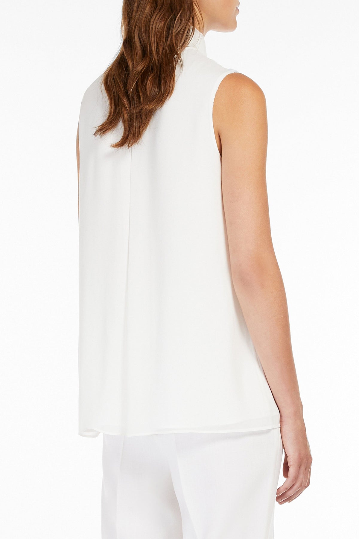 MAXMARA TOP-CANOTTIERA IN TES.  Camicia MaxMara in Seta con Foulard Acanto