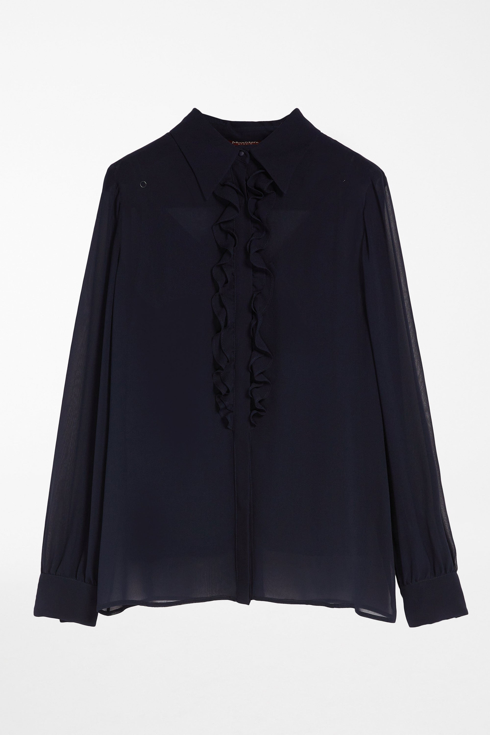MAXMARA TUTA / BLUSA BLU SCURO / 34 Camicia MaxMara in Seta Blu Polo