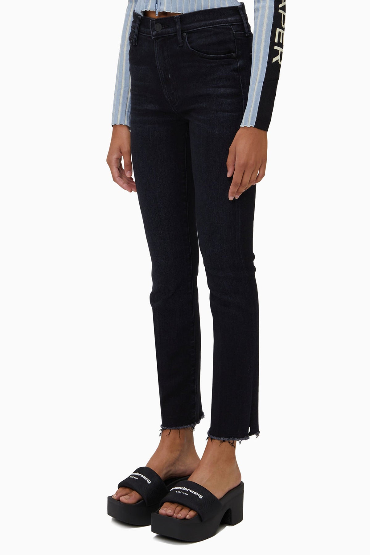 MOTHER PANTALONE IN DENIM  Jeans Mother Nero The Rascal Ankle Snippet