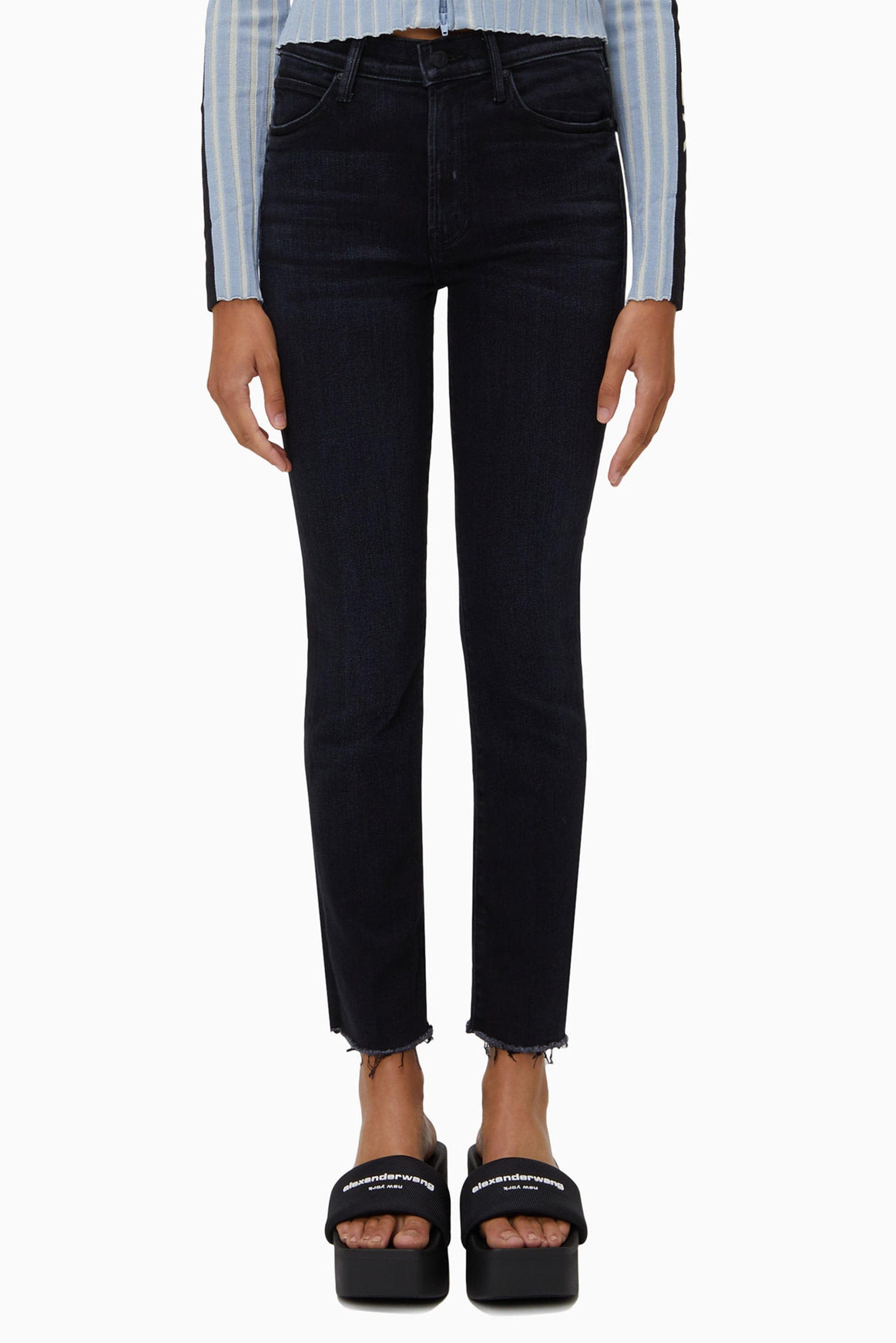 MOTHER PANTALONE IN DENIM  Jeans Mother Nero The Rascal Ankle Snippet